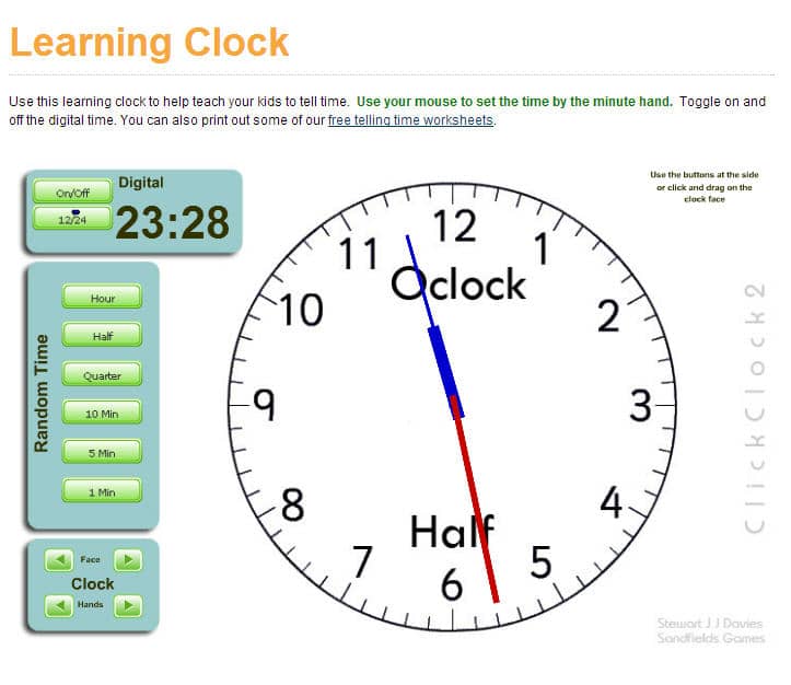 Online Tool for Teaching Kids about Time